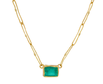 Lovely Dark Rectangular Emerald Echo Necklace