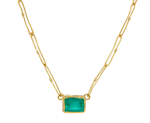 Lovely Dark Rectangular Emerald Echo Necklace