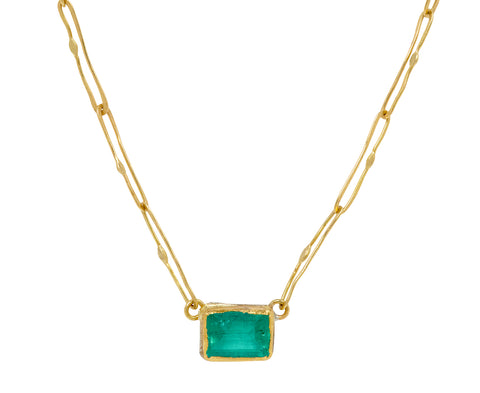 Lovely Dark Rectangular Emerald Echo Necklace
