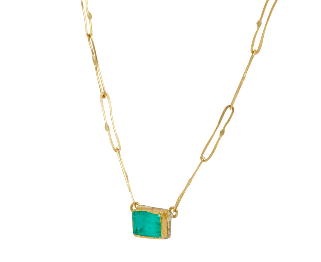 Lovely Dark Rectangular Emerald Echo Necklace