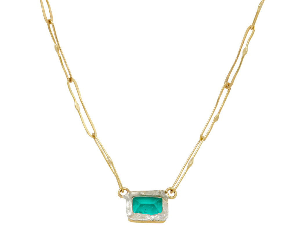 Lovely Dark Rectangular Emerald Echo Necklace