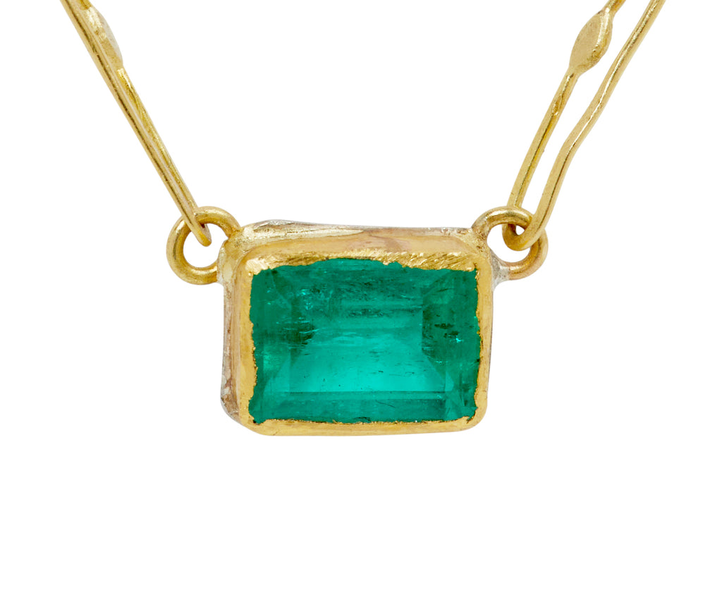 Lovely Dark Rectangular Emerald Echo Necklace