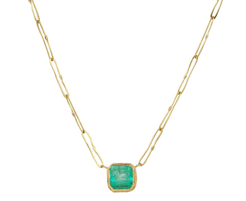 Square Colombian Emerald Echo Necklace