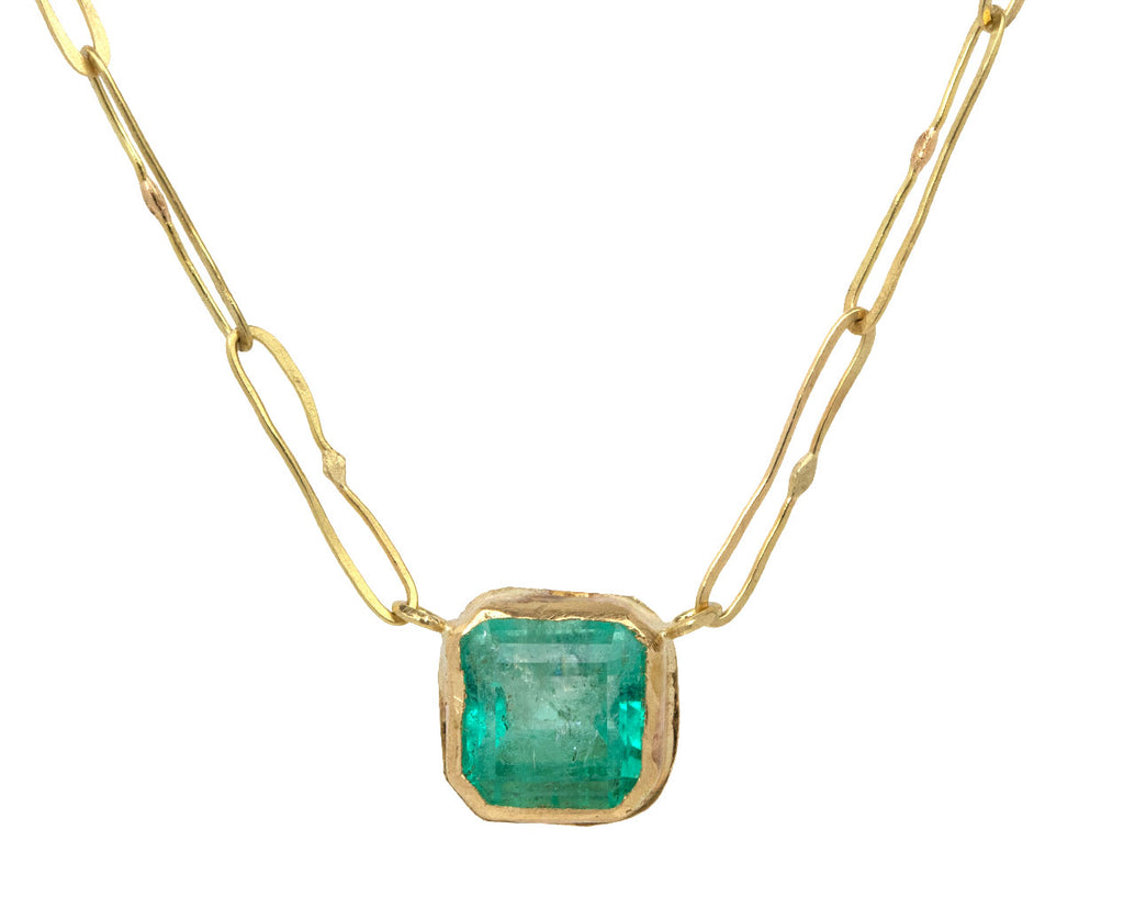 Square Colombian Emerald Echo Necklace