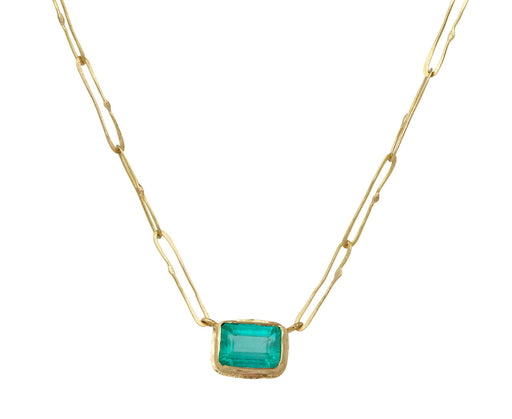 Bright Rectangular Emerald Echo Necklace