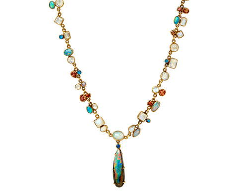 Fiery Opal Drop Multi Gem Necklace
