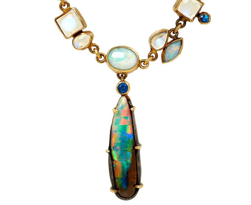 Fiery Opal Drop Multi Gem Necklace