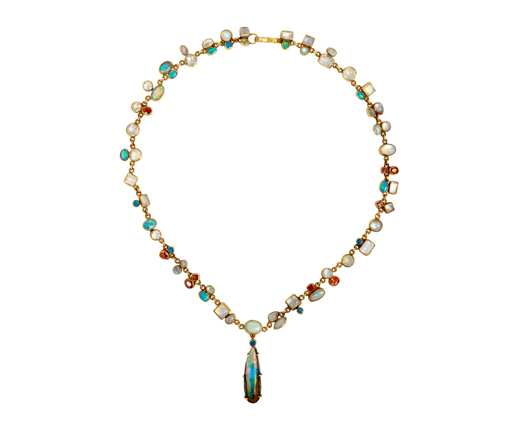Fiery Opal Drop Multi Gem Necklace