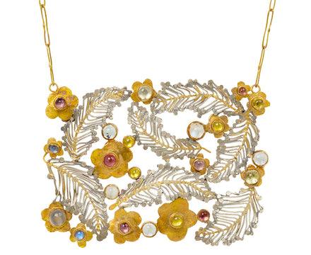 Silver Fern Cosmic Textile Pendant Necklace