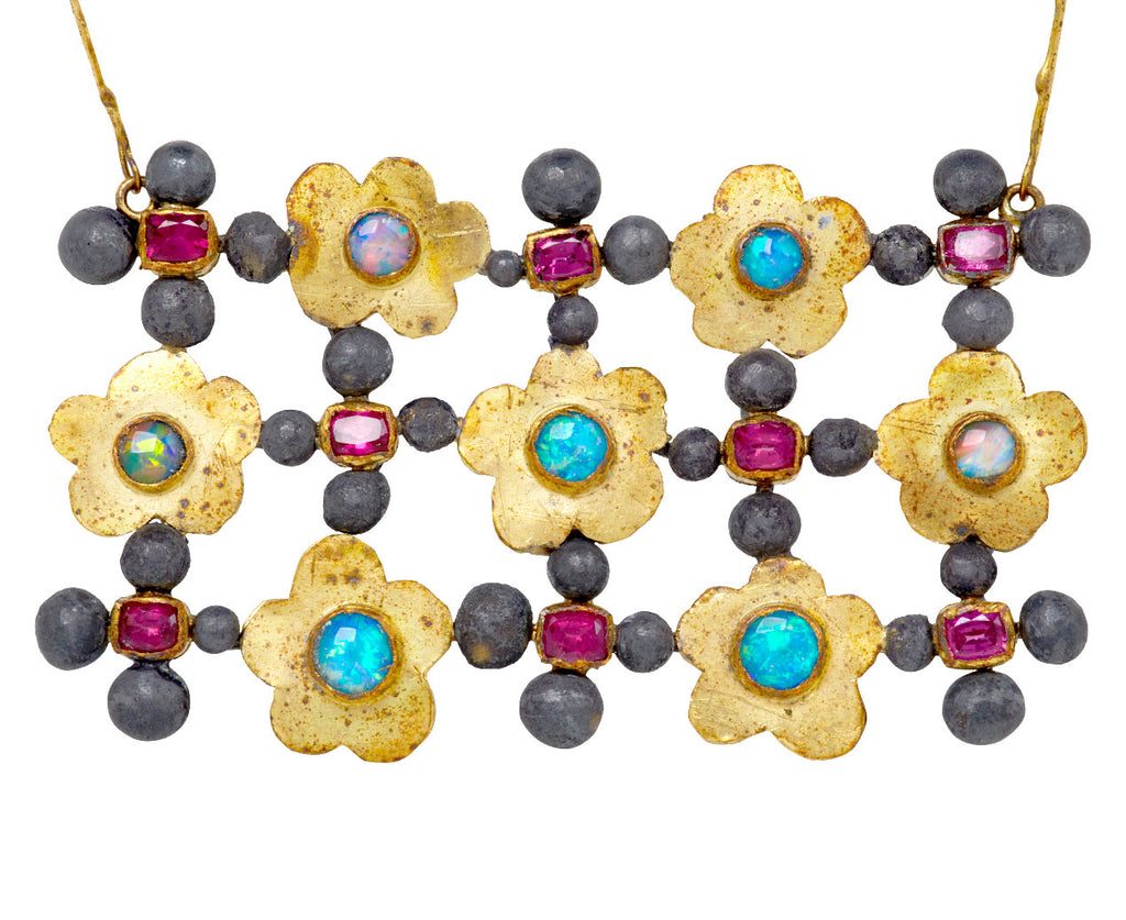 Ruby and Opal Cosmic Textile Necklace