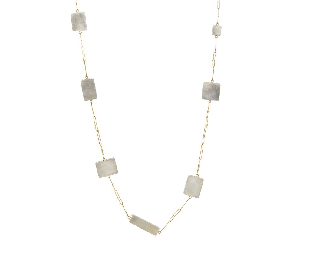 Scattered Silver Boxes Long Link  Necklace
