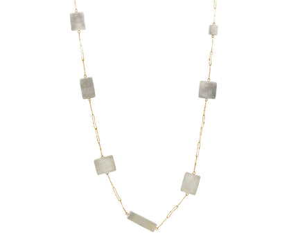 Scattered Silver Boxes Long Link  Necklace