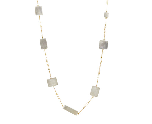 Scattered Silver Boxes Long Link  Necklace