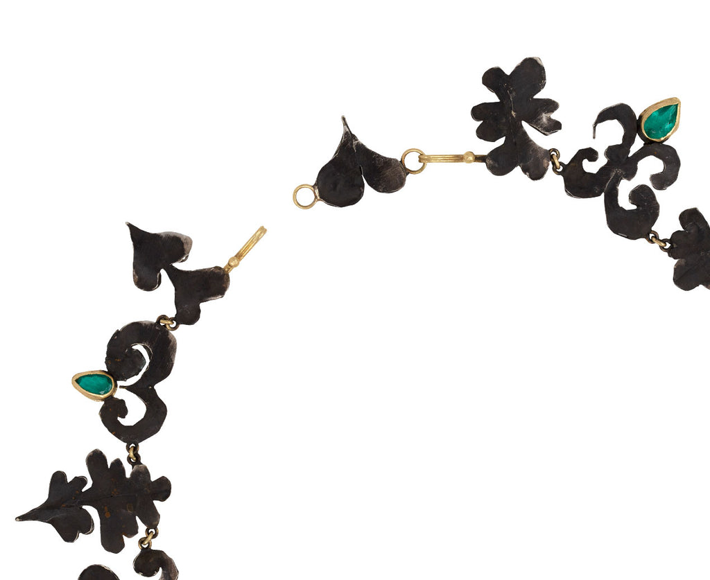 Blackened Sterling Silver Mish Mash and Emerald Necklace