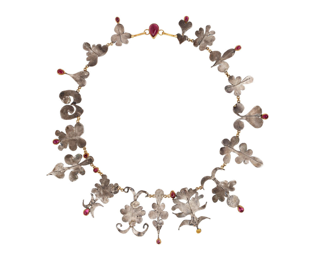 Silver and Pink Tourmaline Shape Necklace