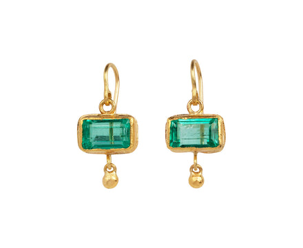 Judy Geib Lovely Bright Emerald and Ball Drop Earrings