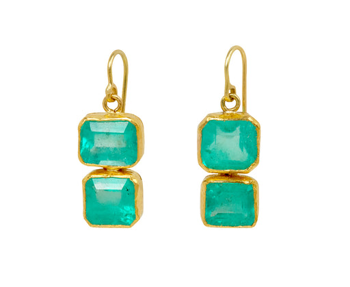Fixed Double Drop Emerald Earrings