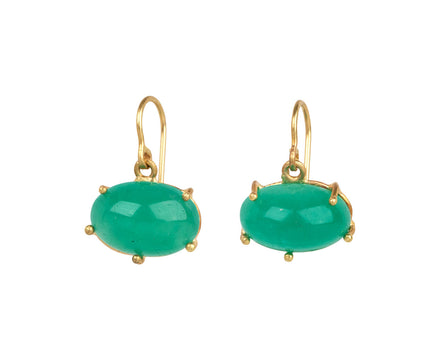 Judy Geib Bright Green Emerald Cabochon Earrings