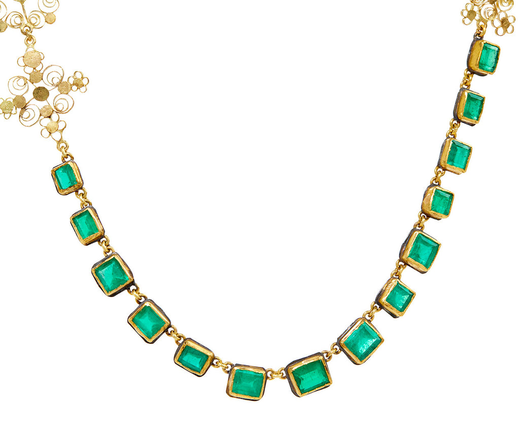 Lovely Colombian Emerald and Silly Gold Back Necklace