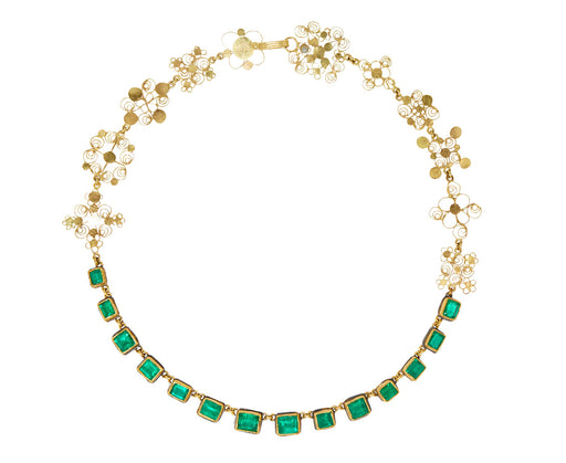 Lovely Colombian Emerald and Silly Gold Back Necklace