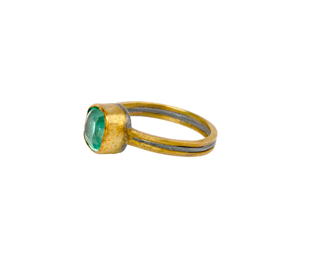 Lovely Cushion Cut Colombian Emerald Ring