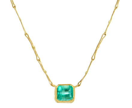 Lovely Bright Square Colombian Emerald Echo Necklace