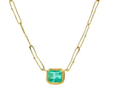 Square Bright Colombian Emerald Echo Necklace