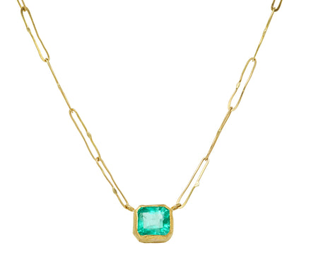 Bright Rectangular Colombian Emerald Echo Necklace