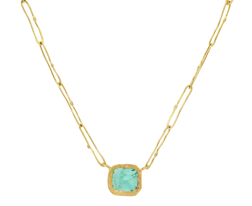 Bright Rectangular Colombian Emerald Echo Necklace