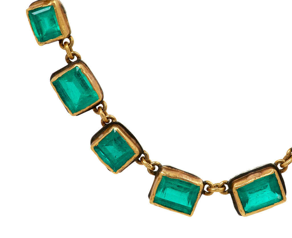 Full Colombian Emerald Necklace with Swooshy Pink Tourmaline Clasp - TWISTonline 