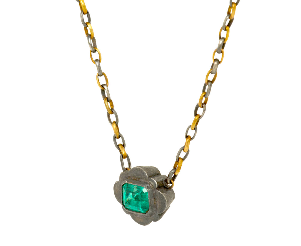 Silver and Lovely Colombian Emerald Pendant Necklace