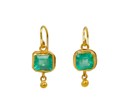 Square Colombian Emerald Ball Drop Earrings - TWISTonline 