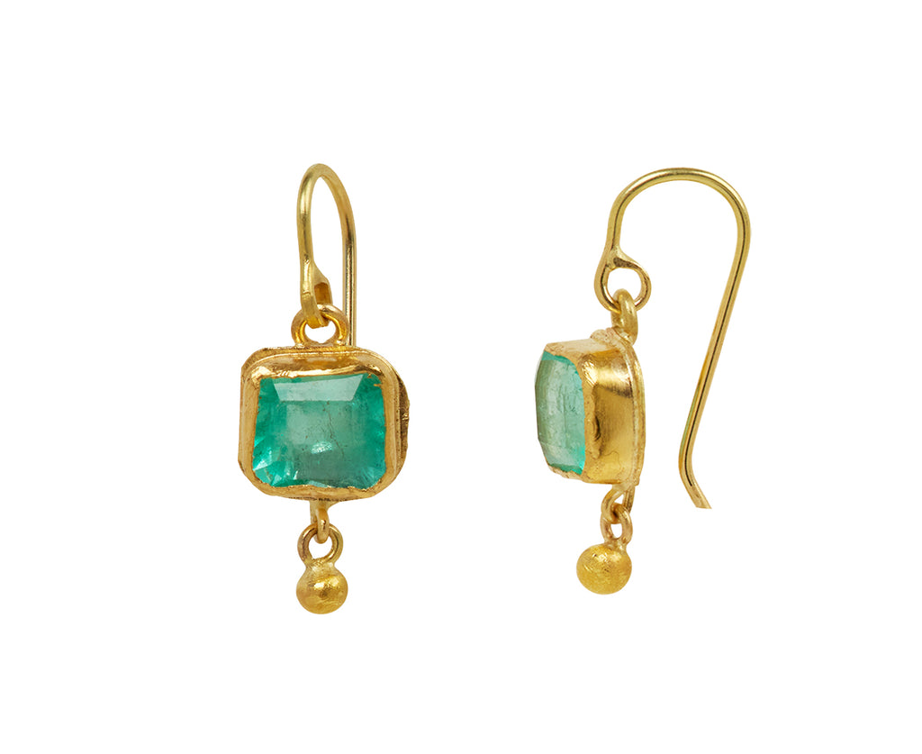 Square Colombian Emerald Ball Drop Earrings - TWISTonline 