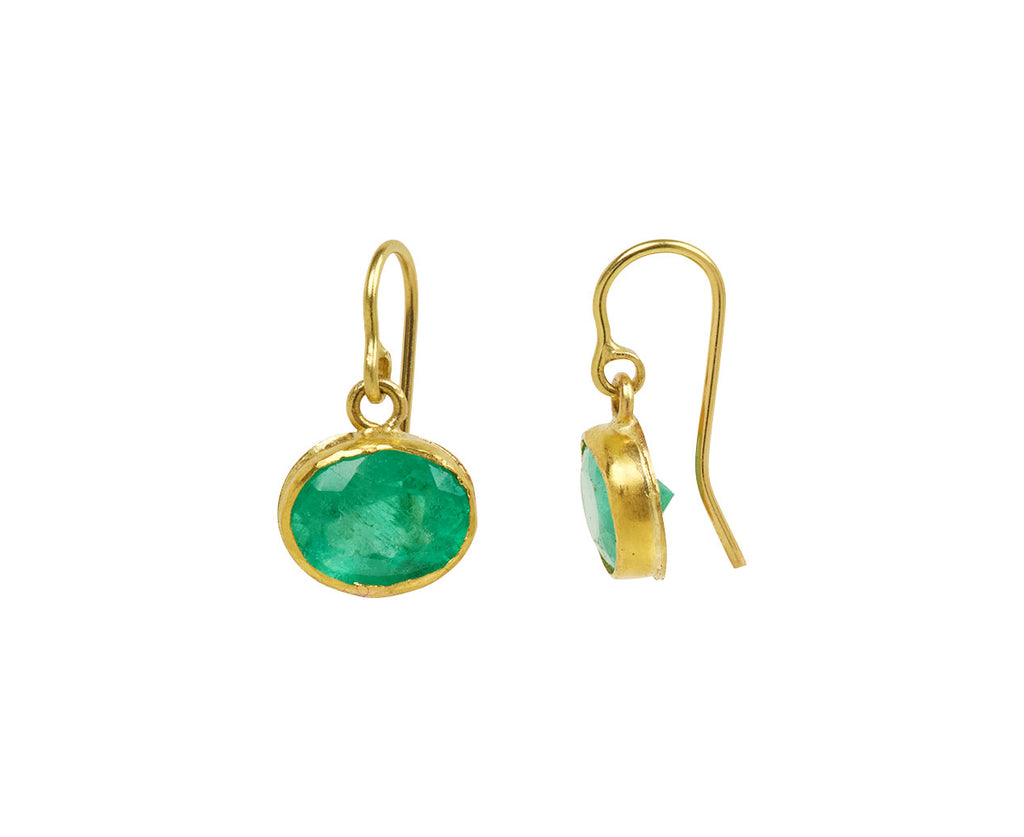 Judy Geib Oval Colombian Emerald Earrings Side View