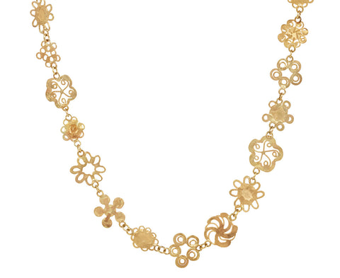 Gold Small Flowery Chain Necklace