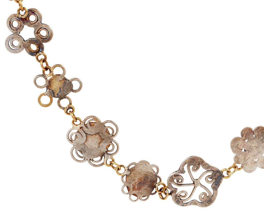 Silver Small Flowery Chain Necklace