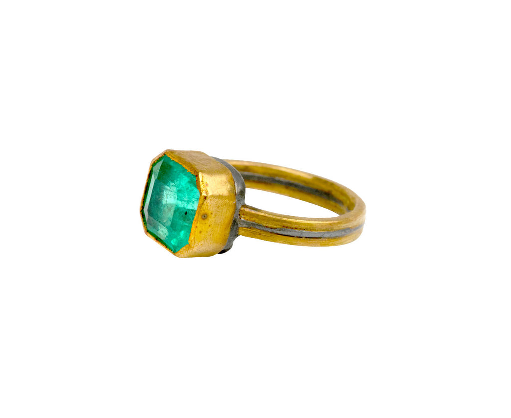Judy Geib Square Colombian Emerald Ring Side