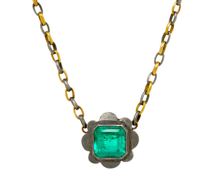Silver and Lovely Clear Colombian Emerald Pendant Necklace