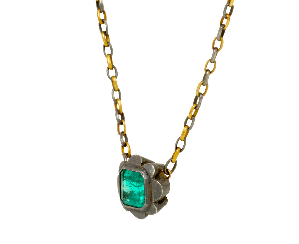Silver and Lovely Clear Colombian Emerald Pendant Necklace
