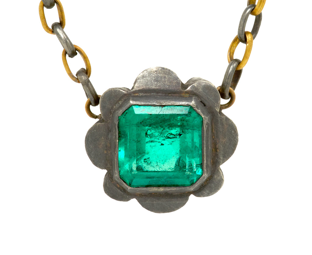 Silver and Lovely Clear Colombian Emerald Pendant Necklace