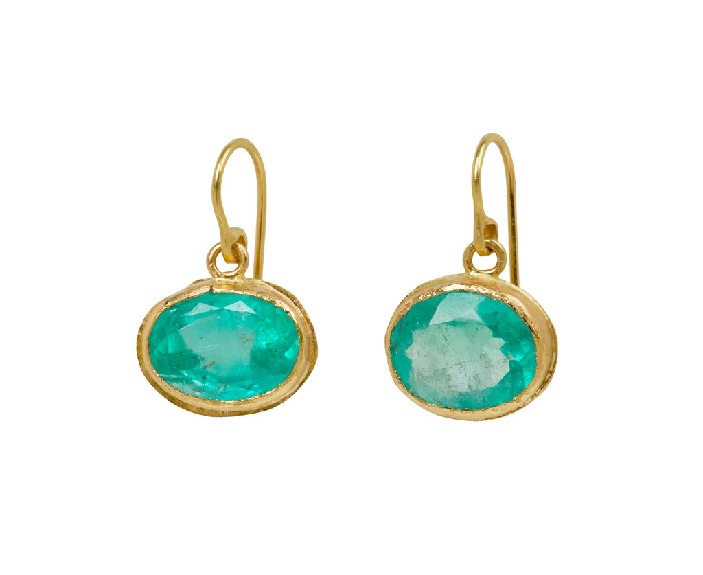 Pretty Oval Colombian Emerald Earrings