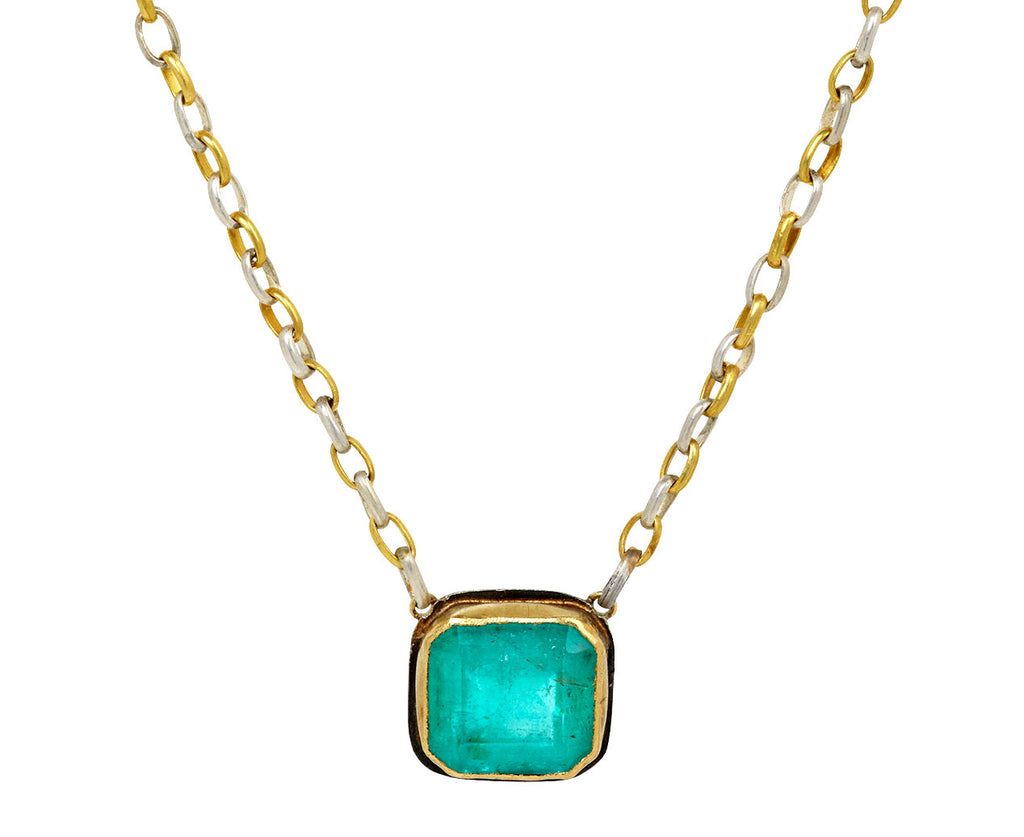 Silver and Gold Colombian Emerald Echo Earth Necklace