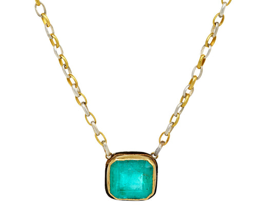 Silver and Gold Colombian Emerald Echo Earth Necklace