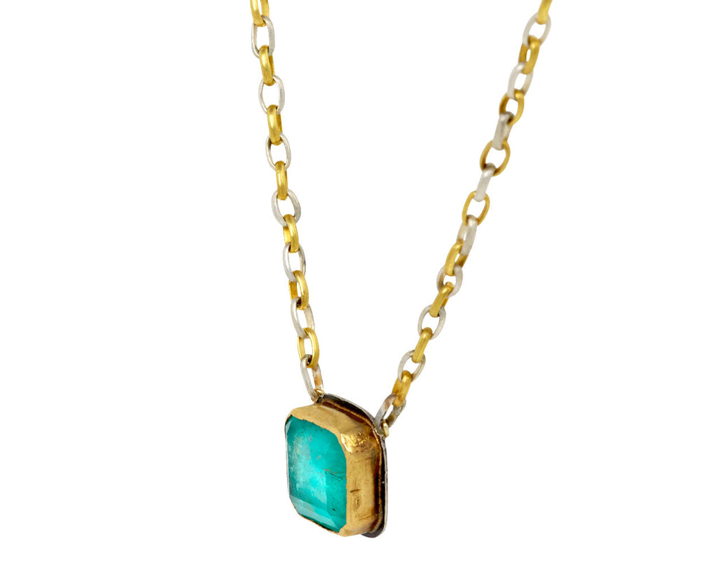Silver and Gold Colombian Emerald Echo Earth Necklace