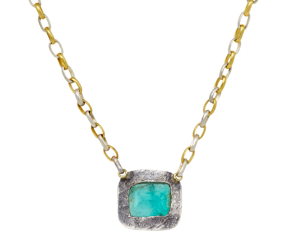 Silver and Gold Colombian Emerald Echo Earth Necklace