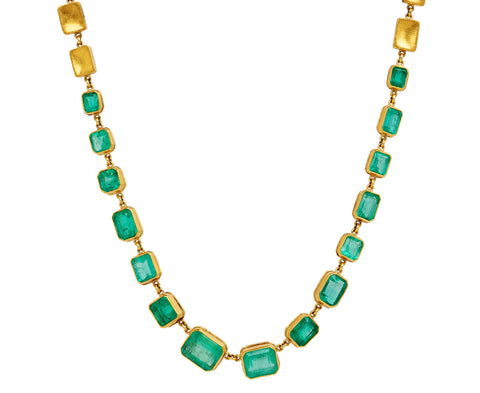Gorgeous Colombian Emerald and Gold Box Necklace