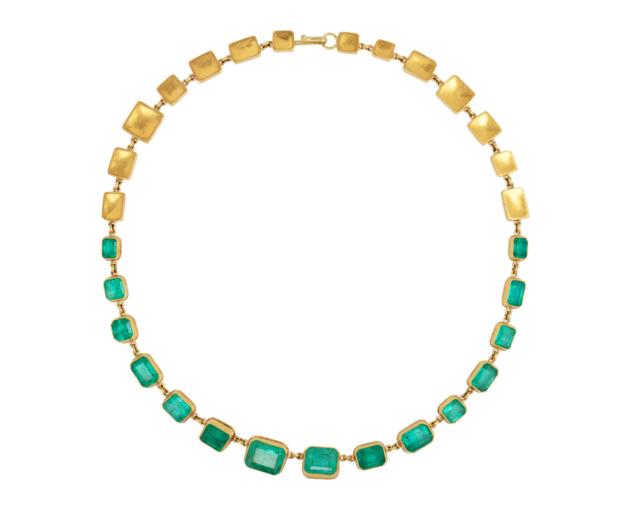 Gorgeous Colombian Emerald and Gold Box Necklace