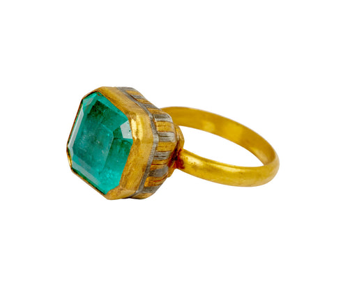 Square Colombian Emerald Striped Bezel Ring - TWISTonline 