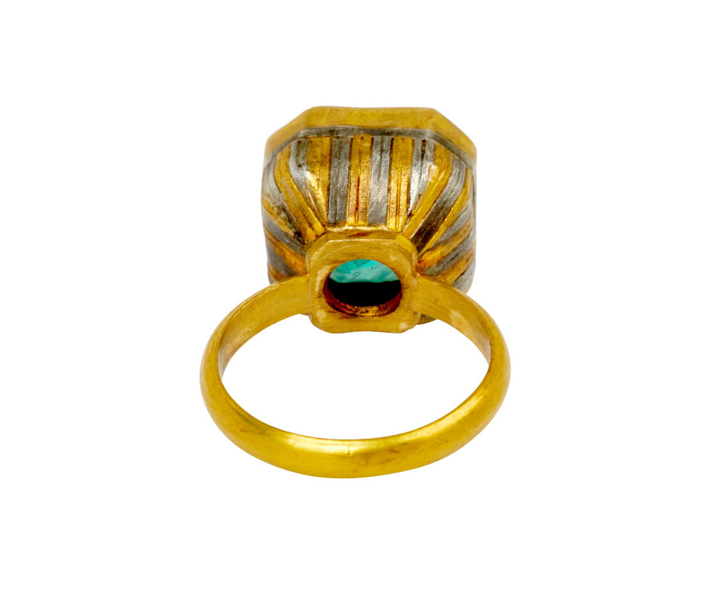 Square Colombian Emerald Striped Bezel Ring - TWISTonline 