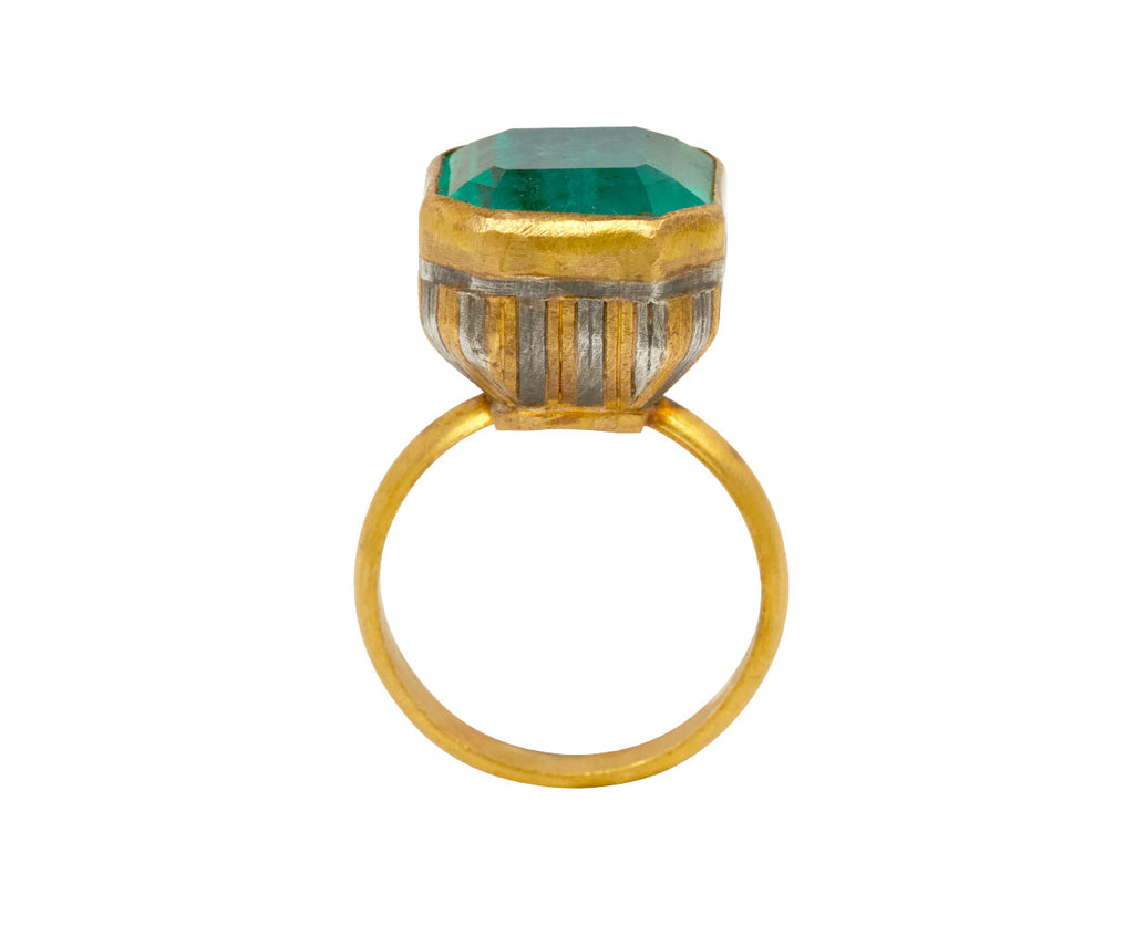 Square Colombian Emerald Striped Bezel Ring - TWISTonline 